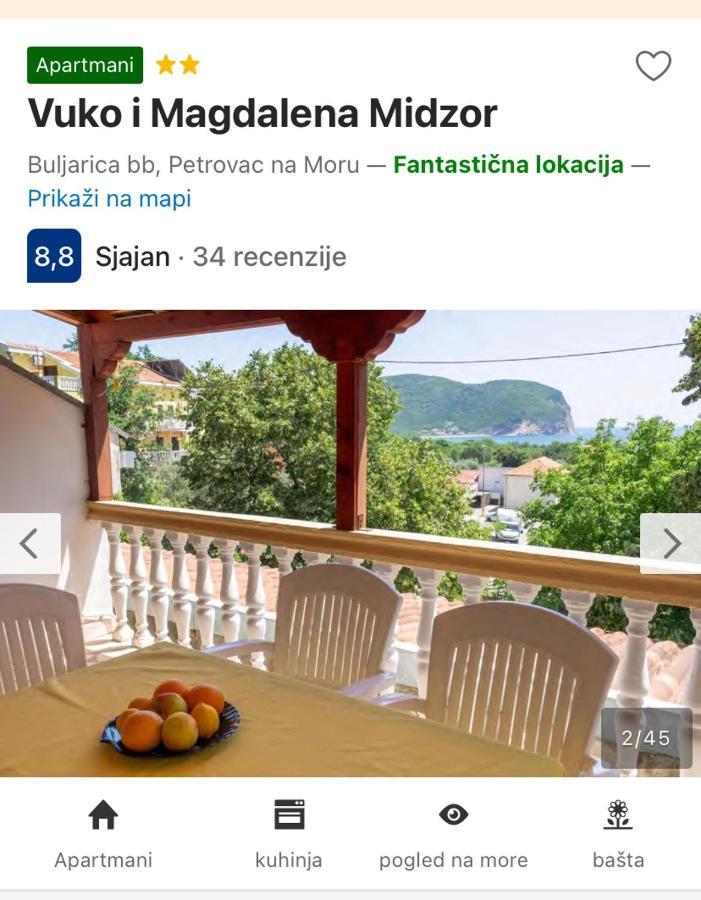 Vuko I Magdalena Midzor Lägenhet Petrovac Exteriör bild